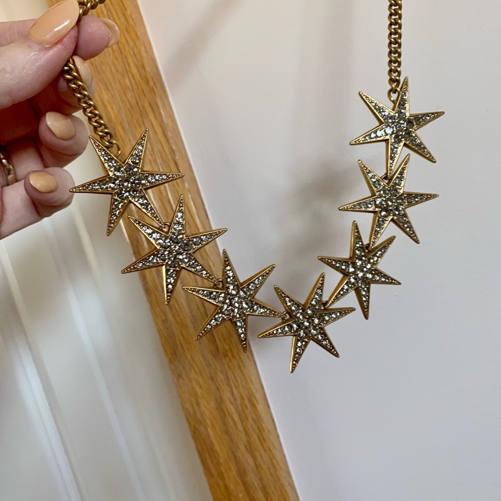 Stunning vintage J.Crew crystal gold star necklace